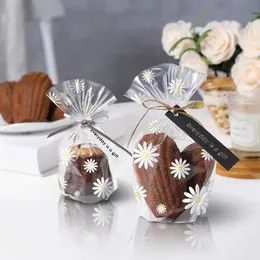 3pcs hediye sargısı 50pcs papatya çiçek şeker kurabiye çantaları açık bisküvi pişirme ambalaj çantası çocuklar doğum günü partisi hediye sarma düğün dekor malzemeleri