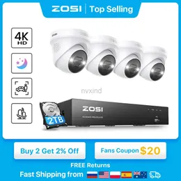 IP Cameras ZOSI 4K PoE video surveillance camera system 8-port 16CH 8MP CCTV NVR personnel/vehicle detection 8MP/5MP exit/indoor safety IP camera d240510