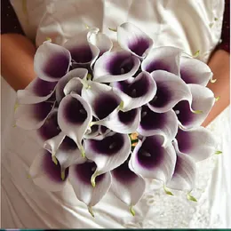 Fiori artificiali romantici viola in Mini Mini Calla Lily bouquet per bouquet da sposa Decorazione di chirstmas fiore falso a buon mercato 215n