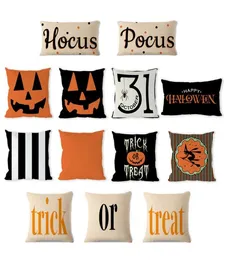 Halloween Linen Pumpkin Pillow Case 4545cm Bomull Kudde Cover Car SOFA CUSHION COV HOMEDECORATION BED SOFA Supplies HHA7055748652