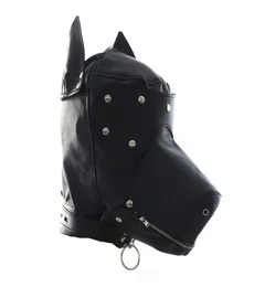 Фетиш кожаная кожа Sm Hood Dog Mask Harness Harness Sex рабыня воротник положительный рот рот BDSM Бондаж с завязанными глазами для пары au reve2824195