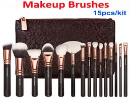 Make -up -Bürsten 15 Stcs Set Roségold -Pinselbeutel professionelles Gesicht und Lidschatten Make -up -Werkzeuge Eyeliner Pulver Foundation 8303984