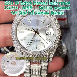 Eternity 2021 RFF Diamond Inlaid Version 126334 126333 Серебристый циферблат SA2824 Автоматический 116334 Мужские часы 904L Стальные льды Алмазы Wat 261S