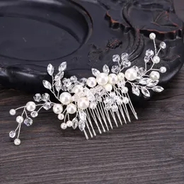 Hochzeit Brautbrautbrautjungfern Kämme Tiaras Silber handgefertigtes Strass -Perlen -Stirnbänder Luxus Haarzubehör Kopfstück Tiara Gold Jewelrie 350x