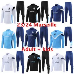 2023 2024 Marseilles Kids and Adult Tracksuet Milik Payet Marseilles Training Suit Veste Maillot 23 24 Payet Alexis Om Man Tracksuit 축구 조깅 세트