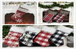 Plaid Christmas Stocking Orgoing Ornament Tree Tree Pendant Plush Sock Kids Gift Bag Bag Happy New Home Party Christmas Decorat1820539