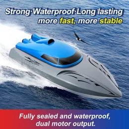 RC Boat 2.4G Yüksek Hızlı 20kmh Uzaktan Kumanda Hız Teknesi Şarj Edilebilir Su Geçirmez Su Geçirmez Çarpışma Karşıtı Koruma Oyuncakları Çocuklar İçin 240510