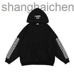 Дизайнер роскошного столового дизайнера Rhuder Hoodies Black White Plaid Plush Hoodie Осень негабаритный топ Спортивный Спортивный Осенний Стиль с логотипом