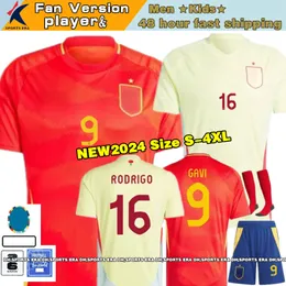 2024 Spanien Soccer Jerseys Morata Rodrigo Lamine Yamal Joselu 24 25 Spanish National Team Cup Competition Player Version KIDS KIT SPANIEN STORLEK S-4XL FOTBALL SHIRTS