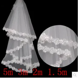 Beautiful Wedding Veils Appliqued Crystal Soft Tulle Bridal Veil White High Quality 1 5 2 3 5 M Bridal Accessories 285T