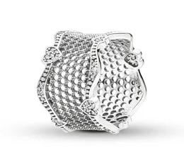 Autêntico 925 Sterling Silver Pave Hearts Lace Love Ring Luxury Designer Jóias Ringos de engajamento de mulheres com charmes Original4276649