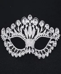 Maschera cristallina tono argento veneziano mascherato da sposa strass maschera di cristallo maschera di abbigliamento elegante da ballo da festa fj216834656