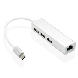 4 1 USB 허브 USB C HUB ADAPTADOR RJ45 100MBPS 이더넷 포트 케이블 USB C에서 USB 3.0 MacBook Pro 액세서리 용 도크 어댑터