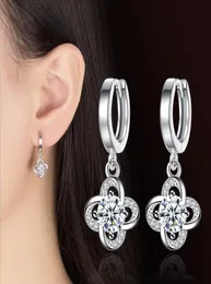 Designer Women Stud Orecchini Rovski Zirconia Elementi di gioielli di alta qualità Orecchini a boll di cristallo austriaco argento a quattro foglie di trifoglio5162597