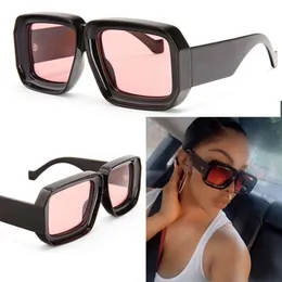 Czarne okulary przeciwsłoneczne męsne Women Square Concave-Convex stereoskopowe rama Modna Klasyczna marka Marka Kieliszki na zewnątrz LW40064 40064 40080 LW40080U