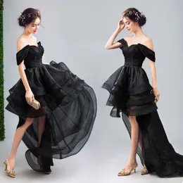 2021 Neue gotische schwarze Hochzeitskleiderkleider aus der Schulterspitze Organza informelle nicht weiße Braut mit Farbe günstig 268k