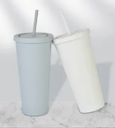 Tumblersauto mit großer Kapazität isolierter Wasserflasche gefrostet und tragbarer Tasse Doppelschicht-Plastikstroh