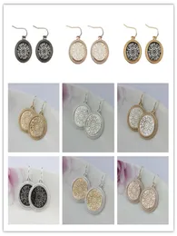 Boutique de presentes de Natal Filigree Round Brincos geométricos de dois tons Brincos de filigrana para mulheres Filtrae Filigree Padrão Declaração 9909437