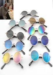 Собачьи очки винтажные круглые солнцезащитные очки Металлическая собака для кошачья отражение глаз для щенка мода