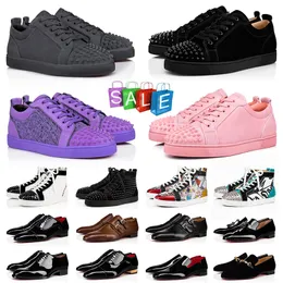 Röda bottnar män kvinnor höga topp sneakers designer skor lågklippt svart vit rosa plattformform loafers spikar lyx chaussure luxe mens sko tränare