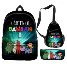Backpack Creative Fashion Funny Garten di Banban 3D Stampa 3pcs/set di borse da scuola per alunni da viaggio alla moda per laptop per lapidetto per la parte della tastiera