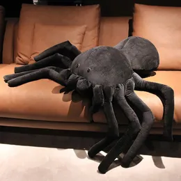 Realistyczne duże rozmiar pająka pluszowa zabawka miękka pluszowa nadziewana zwierzę Scary Spider Doll Decoration Decoration Dekoracja dla dzieci Prezent urodzinowy 240507