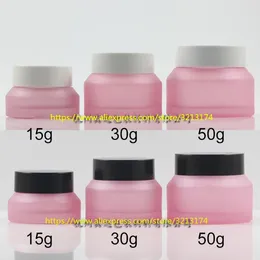 Speicherflaschen 15g 30g 50 g rosa gefrostete Glascreme Jar Kosmetische Auge können Topf Gesichtslotion Zinnpflege Packungsbehälter maskieren