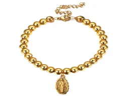 New Fashion inossidabile acciaio inossidabile Virgin Mary Charm Braccialetti per donne Oro Silver Colore Rosario perline Virgin Mary Bracciale Cathol7464436