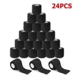 24pcs Black Disposable Cohesive Tattoo Grip Tape Wrap Elastic Bandage Rolls for Tattoo Machine Grip Tube Accessories234H3335427