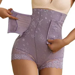 Midjan Mag SHAPER Womens High midja spetsbukbyxor med ryggkontrollunderkläder för viktminskningsskinkor för att förbättra kroppsformen i midjan Q240509