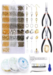 Bademangellegierung Zubehör Schmuck Erkenntnisse Set Make -Werkzeuge Kupferdraht Open Sprungringe Ohrring Haken Lieferungen Kit 2210138402125