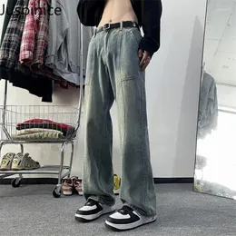 Herren Jeans amerikanische dekonstruierte Patchwork Mode Fmens gewaschenen lockeren lässigen hübschen gerade Hose Männer untere männliche Kleidung