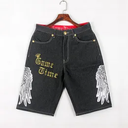 Pantaloni medi sciolti per le dimensioni medio jeans vintage sette punti jeans maschio moda giovane gamba dritta shorts shorts casual outfit punk rock hip-hop hip-hop