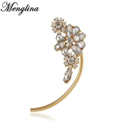 Menglina New Punk Metal Gold Cuff for Women Fashion Full Rhinestone Crystal Flower Clip أقراط بدون ثقب Whole4608608