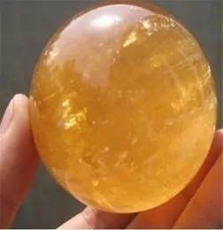 Натуральный цитринный кальцит кварцевой кристаллической сферы заживление шарика Gemstone 40 мм Stand9432679