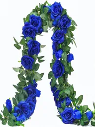 Metable 2pcs 65ft Artificial Rose Vine Vine Silk Flower Garland Hanging Caskets Растения дома на открытом воздухе Свадебная арка сад декор стены Big9875238