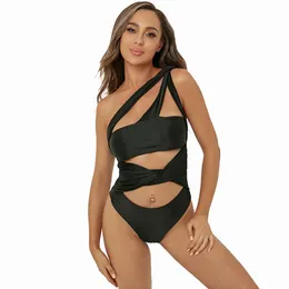 Frauen Badebekleidung neuer Stil Badeanzug Solid Farbe sexy einteilige Bikini Badeanzug Single Schulter ausgehöhlt Rückenfreier Overall für Frauen