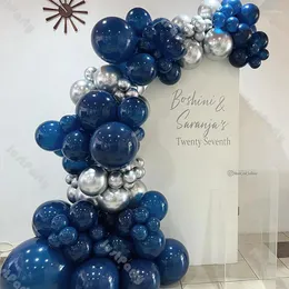 Parti dekorasyon 81pcs mat lacivert balonlar çelenk çocuk doğum günü dekorasyonları krom gümüş balon kemer bebek duş cinsiyeti ortaya çıkarma dekoru