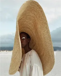 Moda Large Sun Hat Beach Antiuv Protecção solar Palha dobrável Sombrero Lace Up Up Large Brim Straw Chap