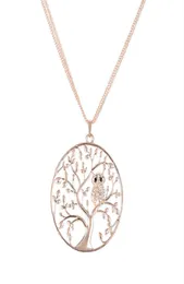 صغير بلوري حيوان البومة القلادة قلادة متعددة الطبقات شجرة من الحياة قلادة المجوهرات الفضة الذهب للنساء هدية أنثى CO3546066