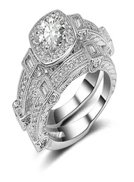 2 pezzi Ring Set Impostazioni a 4 Prong 18K Coppia bianco Oro Pieciti Rings Womens Gioielli Mare Accessori da sposa Dimensione 6 7 8 923511780