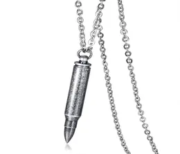 Jóias militares de fãs de 7x43mm Mini colar de urna em forma de bala em aço inoxidável prateado dourado preto vintage prata7259371