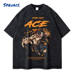 Portgas d Ace T-shirt Shirt anime vintage Maglietta da un pezzo Luffy Manga a maniche corte retrò Yamato Tony Chopper Tops Tops 240509