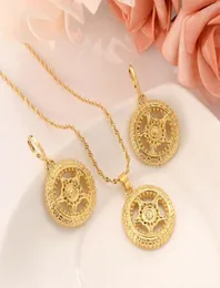 Eternity Circle Love Forever Earrings Pendant 18K Fine Gold GF Sterling Flower Necklace Set6582779