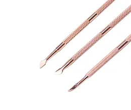 2021 Fashion Nail Care Cleaner Nail Art Tools Cuticle Pusher Set Manicure Pedicure Tool Rose Gold rostfritt stål Finger Dead SK5435070
