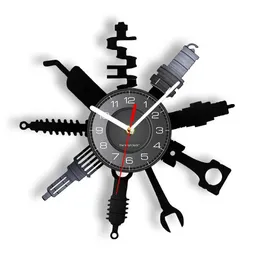 Relógios de parede Reparação de carros Logo da parede Decoração de relógio moderno Carro de serviço mecânico de carros de vinil Reparador de garagem Presente Q240509