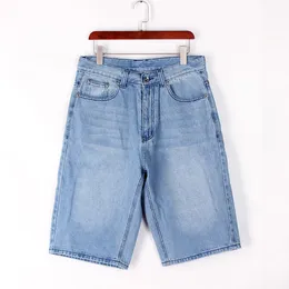 Mäns jeans överdimensionerade avslappnade sju-punkts byxor sommar iskylt tunna shorts stretchy koreansk stil rak avslappnade byxor dagliga outfit blå 30-46