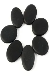 7PCS Lot Black Spa Rock Bazalt Bazalt palca twarz Owalne Kamienie Masuj lawę Zestaw Kamienia Naturalnego Relaks 3017570