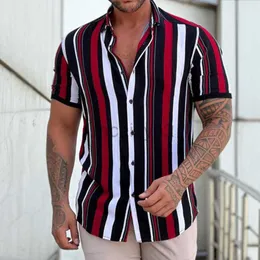 Men's T Shirts Plus Tees & Polos Summer men's short sleeved shirt, men's striped casual loose short sleeved street top Plus Tees