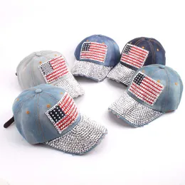 USA Cowboy Hats Party Diamond Baseball Cap Travel American Flag Visor Cap Peaked Caps